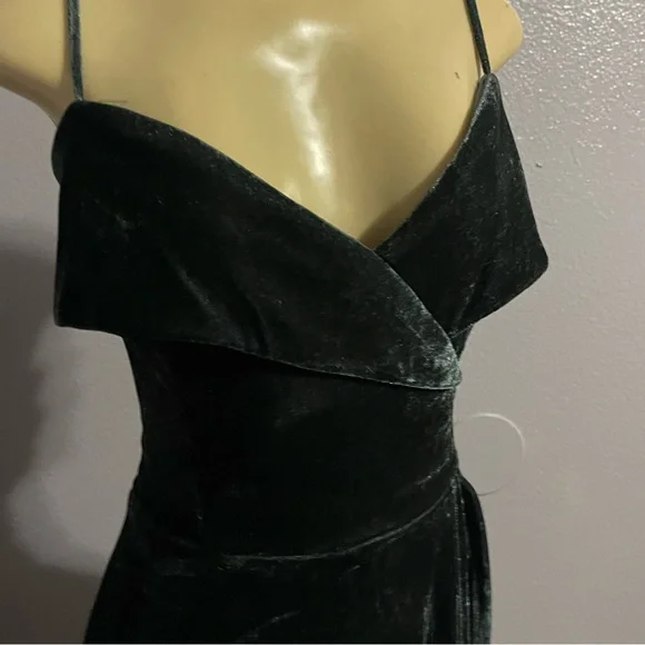 Soprano green velvet off the shoulder high low hem party dress wedding guest L - Picture 3 of 8
